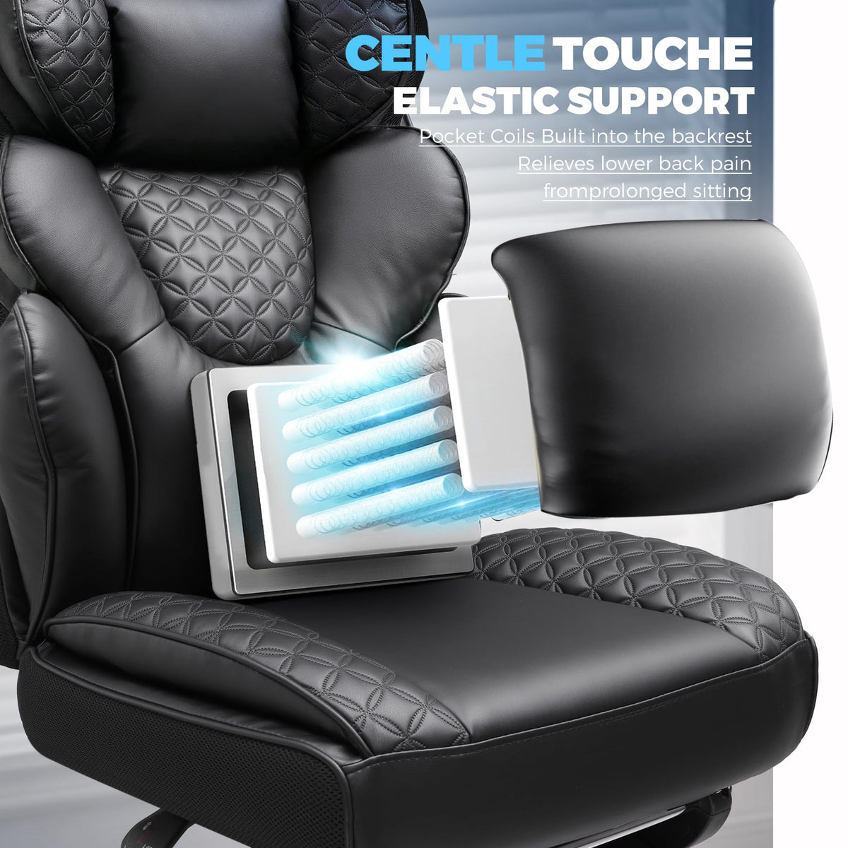 GTPLAYER Big and Tall Gaming Chair Ergonomic Heavy Duty Office Chair Racing Seat with Adjustable Lumbar Pillow Footrest 150° Reclining Thickened Armrests Breathable Mesh for Esports/PC Gaming