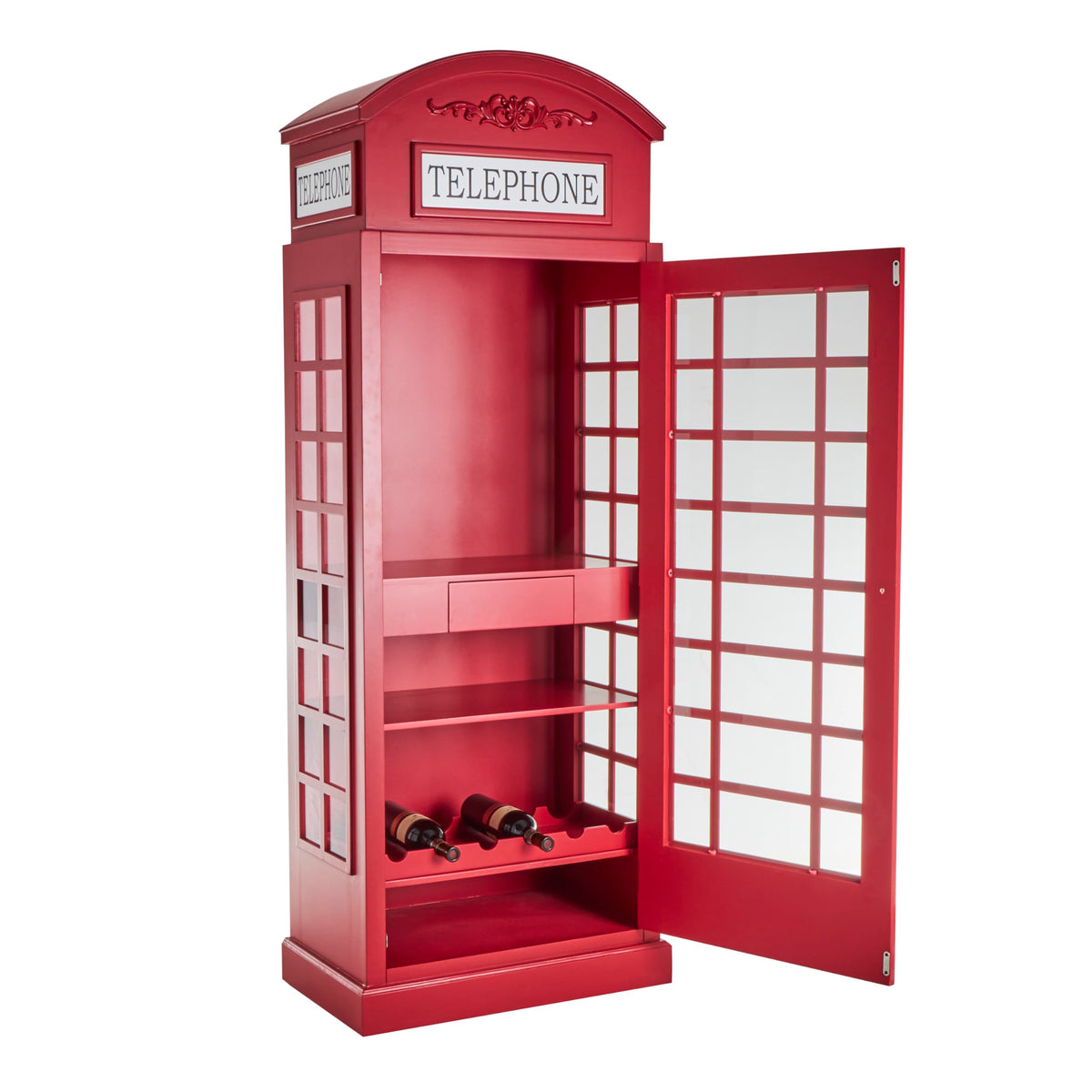 Red Telephone Booth Wine Rack