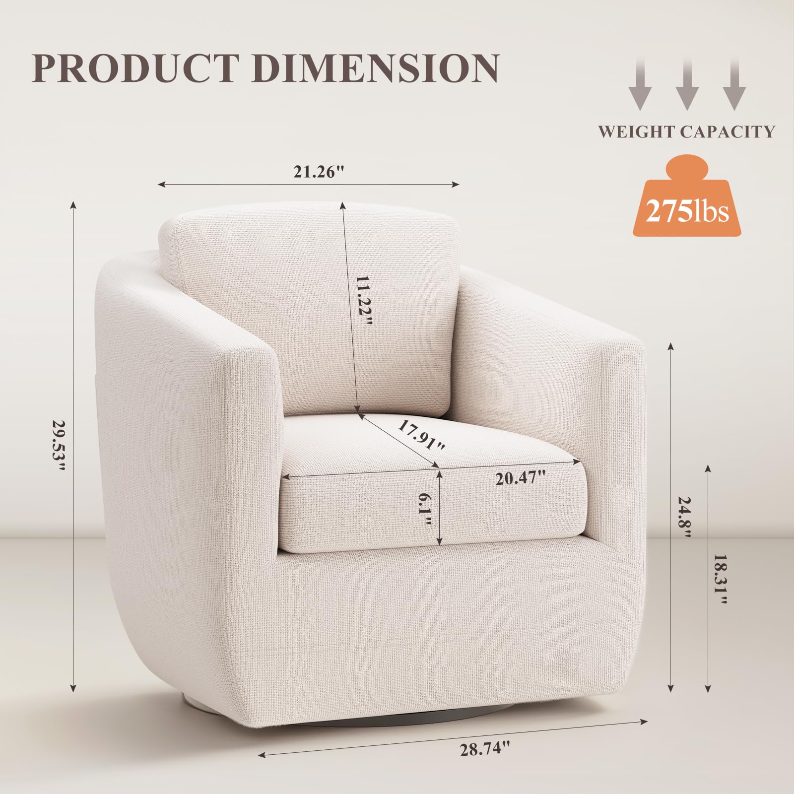 360° Swivel Accent Chair with Pillow