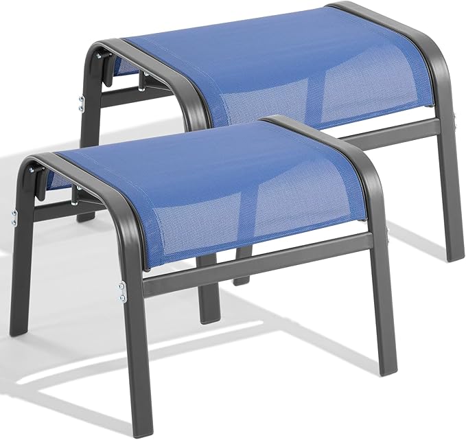Outdoor Ottoman Set of 2 – Stackable Patio Foot Stool