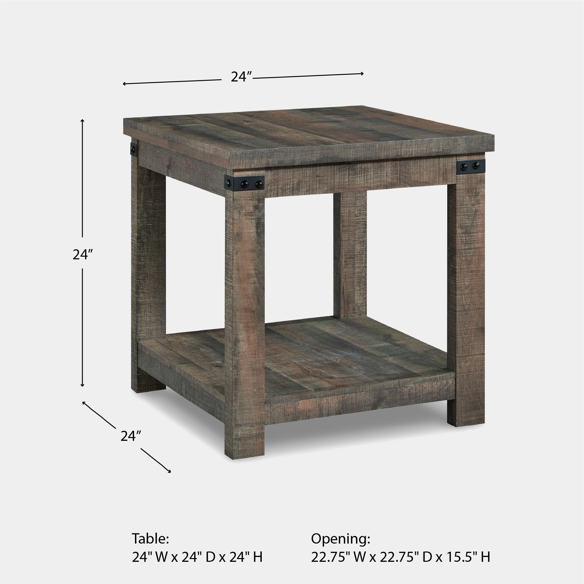 Square End Table with Storage Shelf