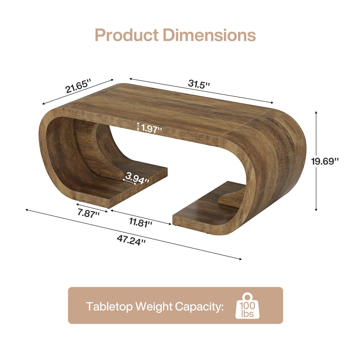 Rustic Curved Coffee Table