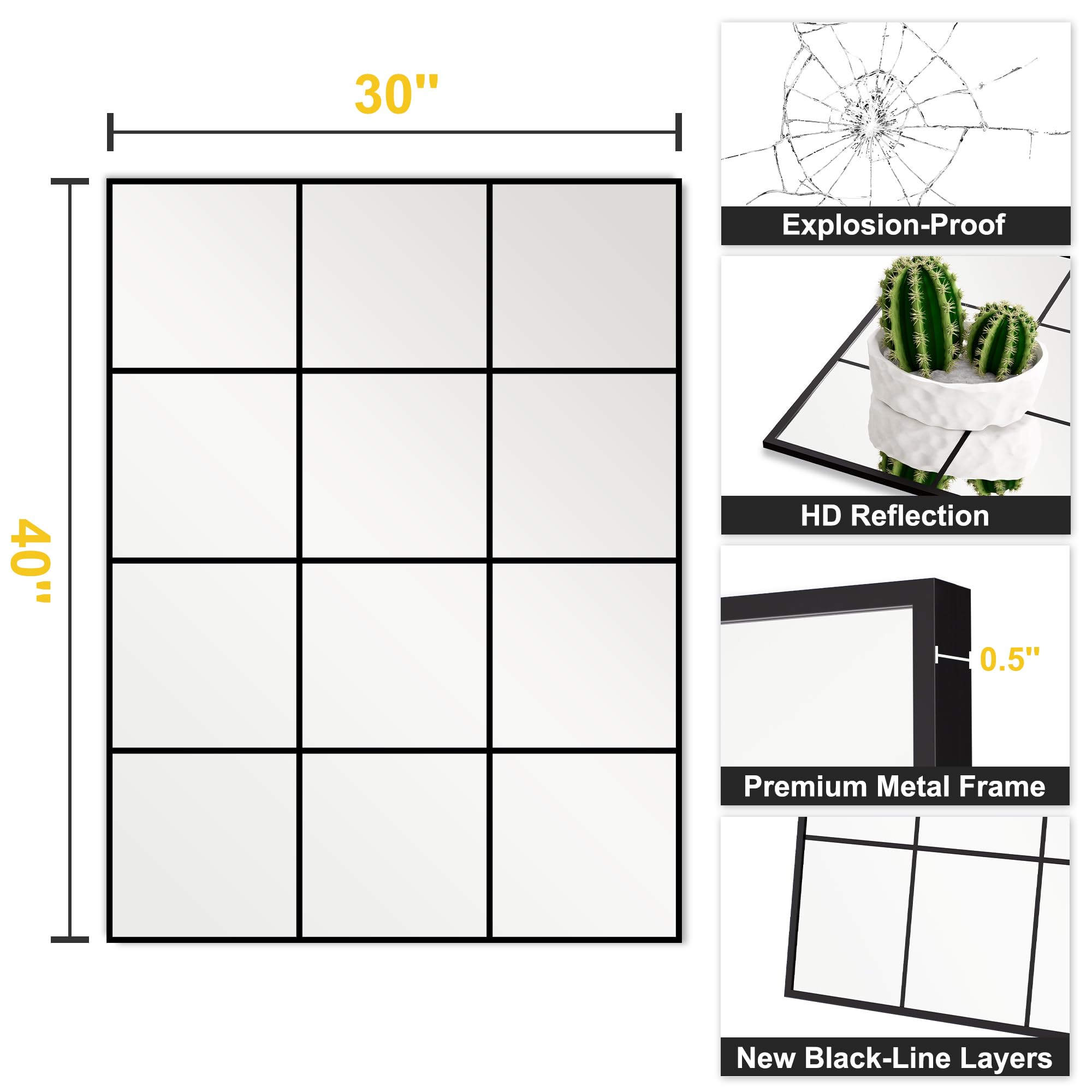 Windowpane Grid Wall Mirror