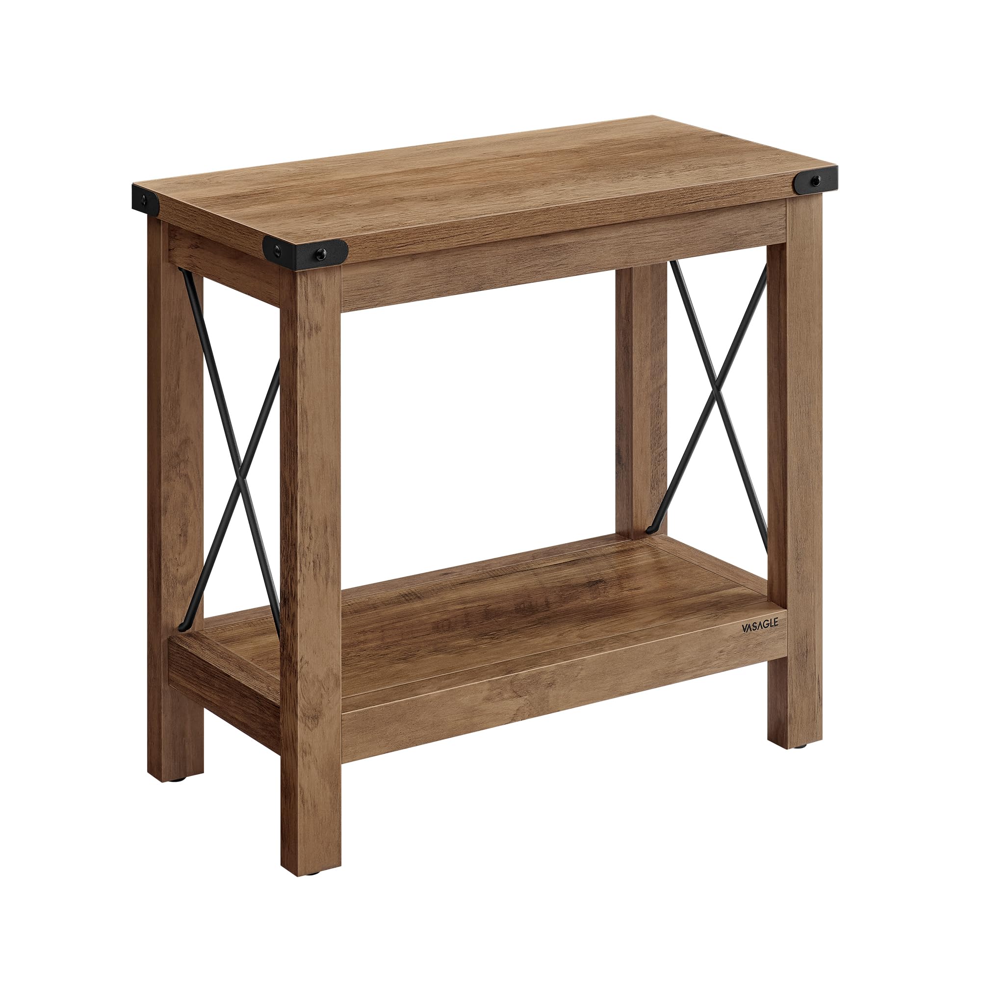 2-Tier Farmhouse End Table with Bottom Shelf