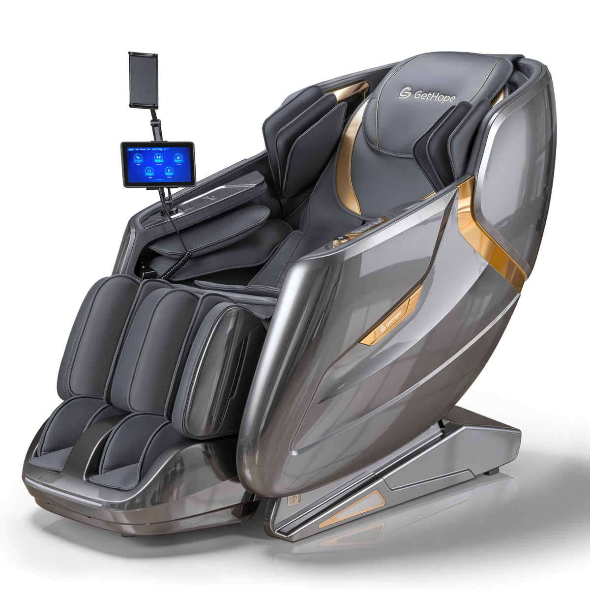 Gethope 4D Massage Chair Full Body, Zero Gravity SL-Track Recliner, Silver