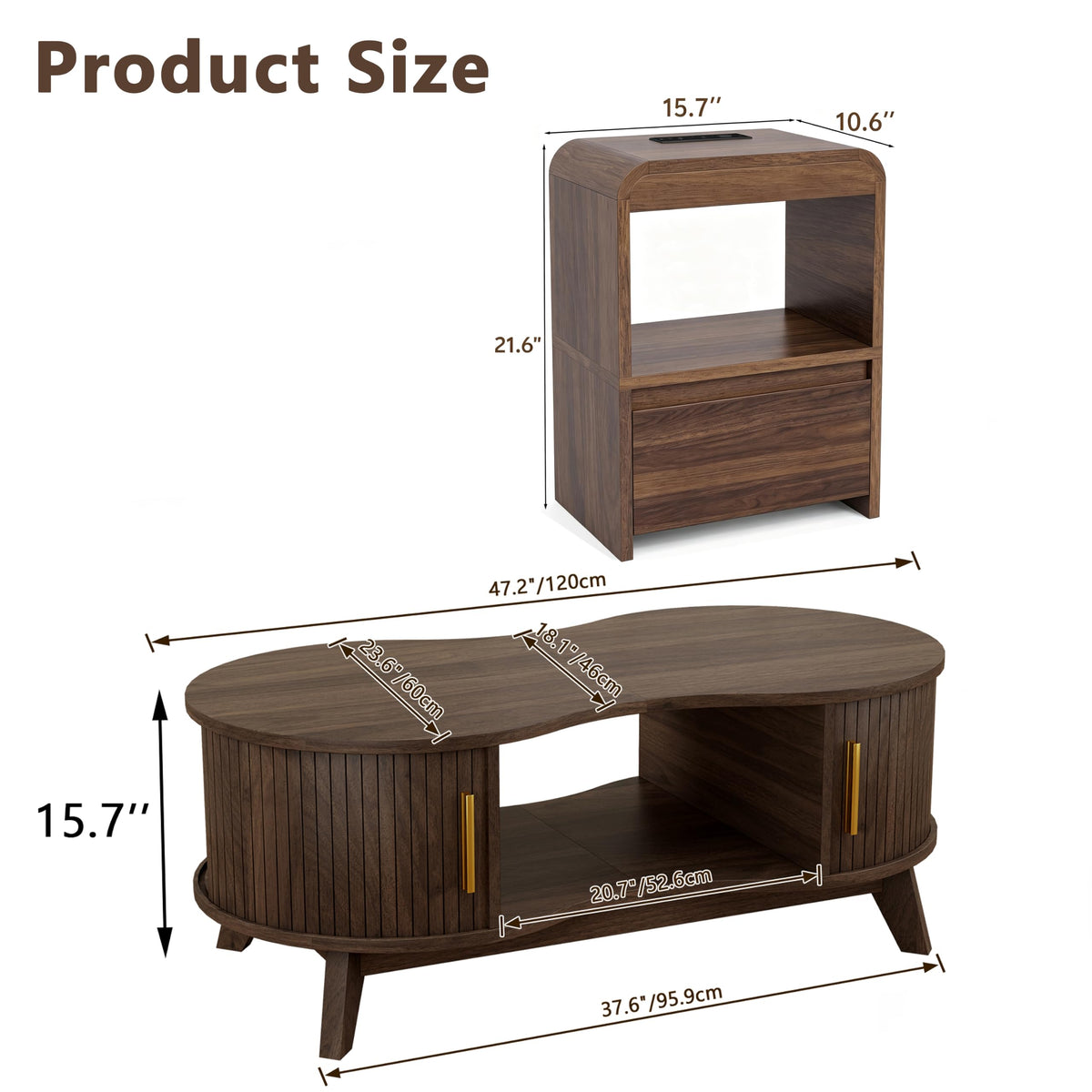 3-Piece Oval Coffee Table Set