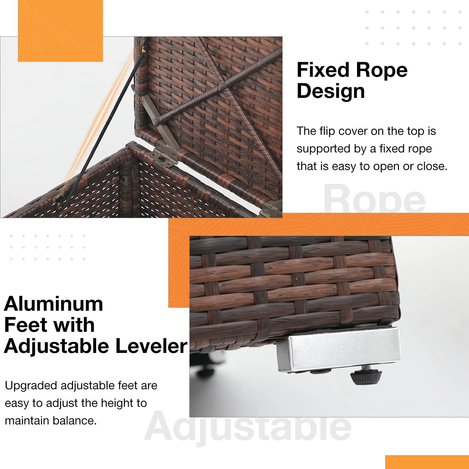 Outdoor Rattan Storage Ottoman Set of 2