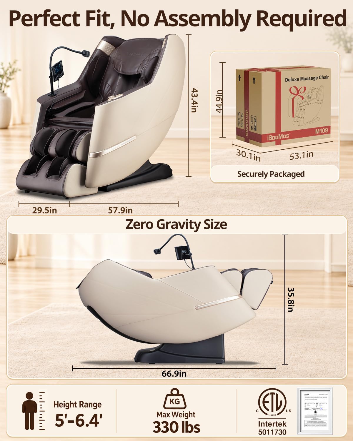 iBooMas Massage Chair Full Body Zero Gravity Upgrade 55“ SL-Track Recliner
