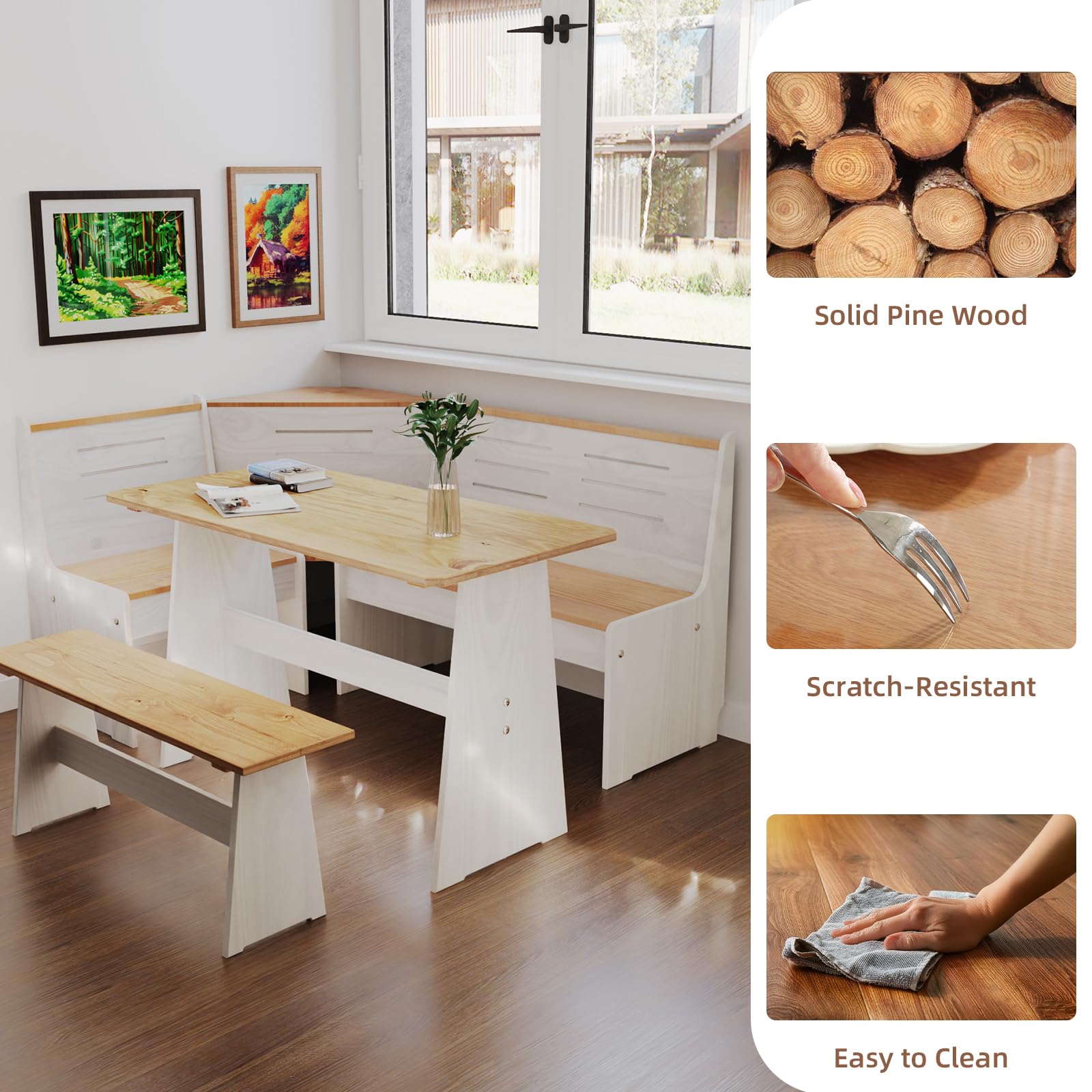 L-Shaped Corner Breakfast Nook Dining Set