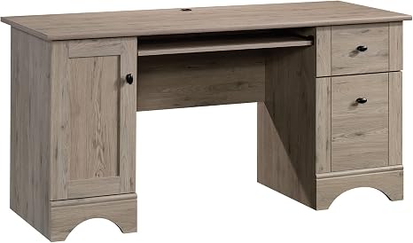 Double Pedestal Computer Desk with Keyboard Tray, Filing Drawer & Storage Cabinet