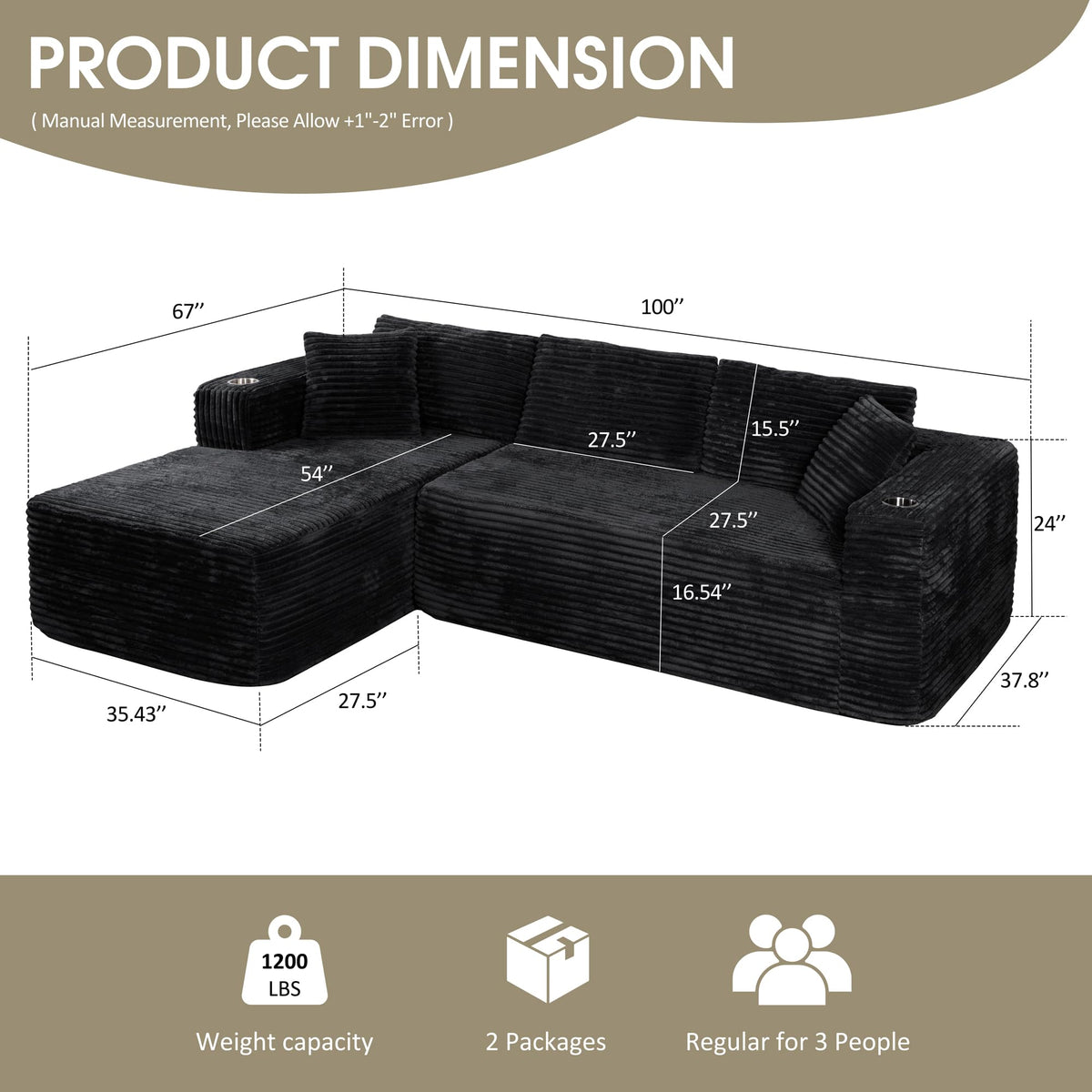 Modular Corduroy Sectional Sofa
