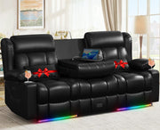 Power Reclining Loveseat Sofa with LED & Storage