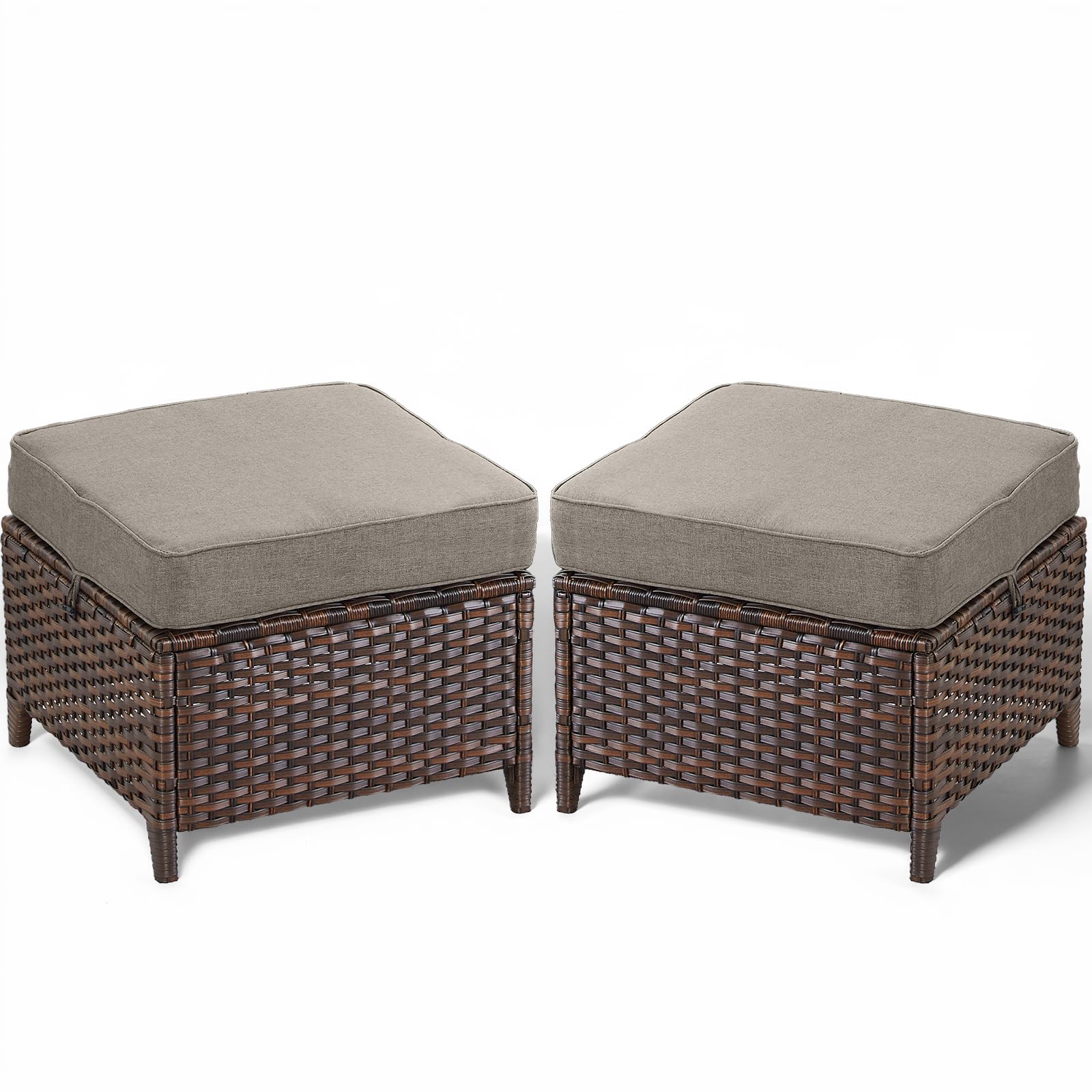 Outdoor Wicker Patio Ottoman Set (2-Piece)