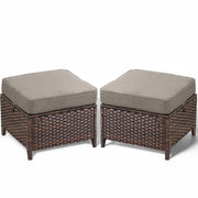 Outdoor Wicker Patio Ottoman Set (2-Piece)