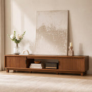 Fluted Wood TV Stand