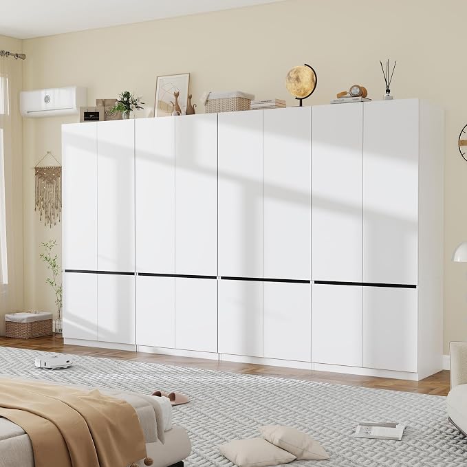 White 4-Door Wardrobe Armoire