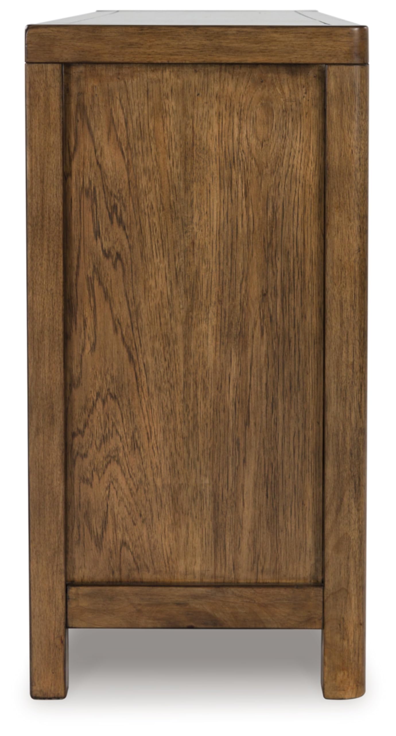 Signature Design by Ashley Cabalynn Farmhouse Glazed 2-Door Dining Server with Adjustable Shelves and 3 Drawers, Light Brown