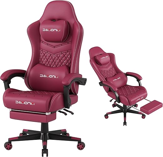 Ergonomic Gaming Chair with Retractable Footrest