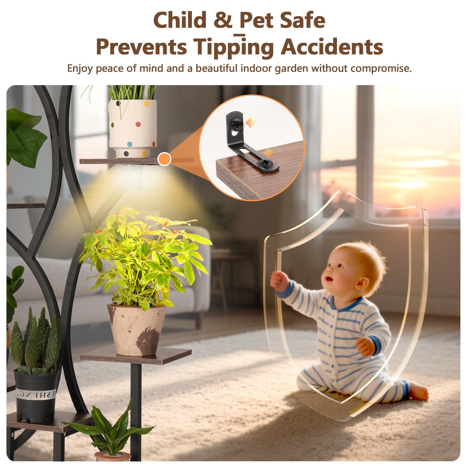 Multi-Tier Plant Stand with Grow Lights, 62" Tall
