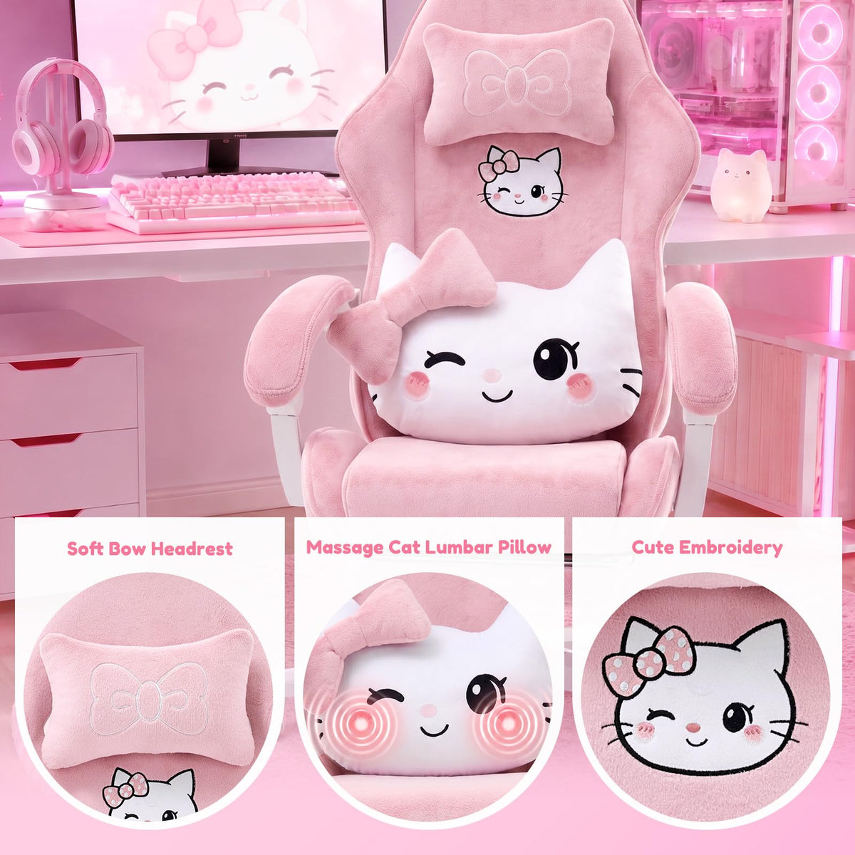 Pink Cat Gaming Chair