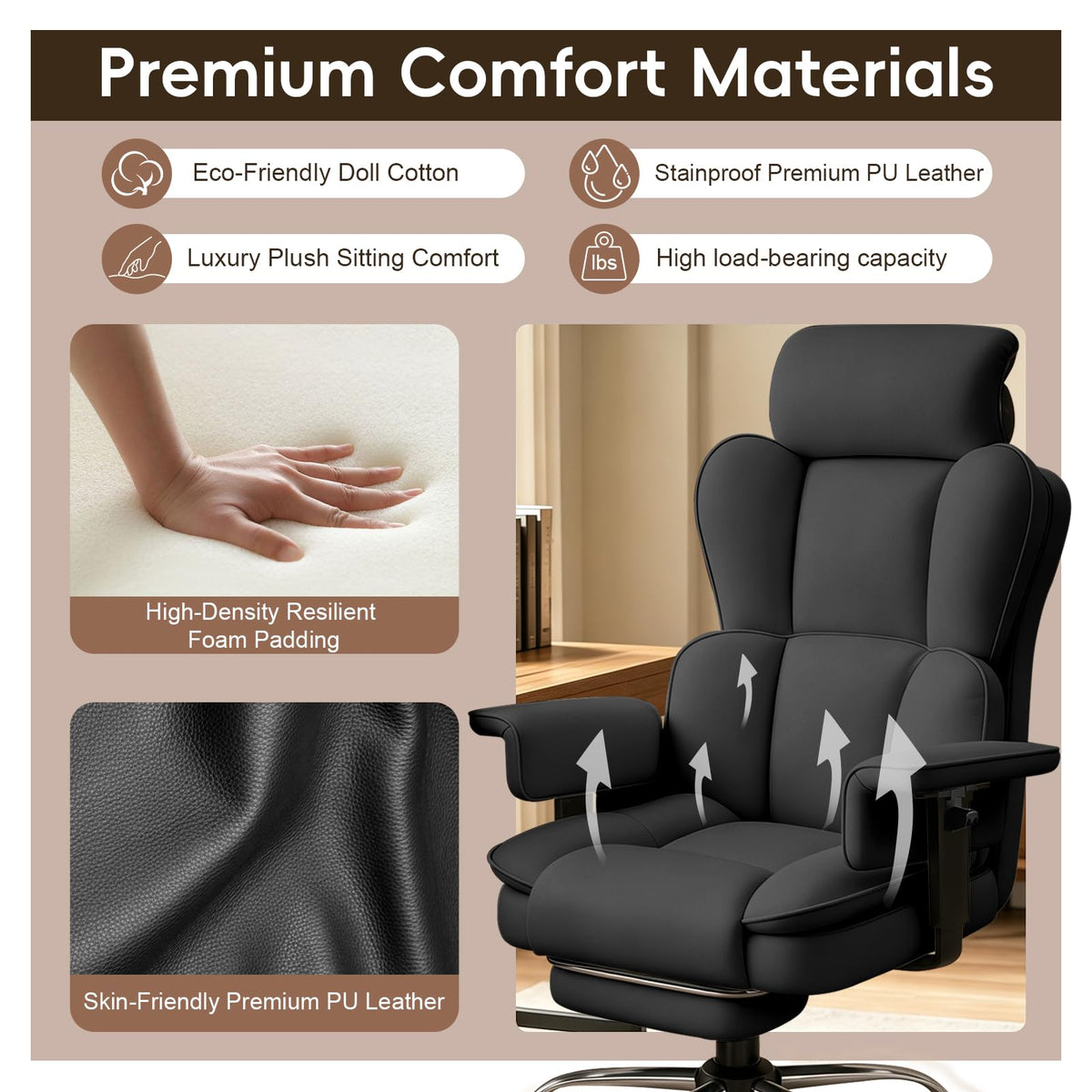 Big and Tall Office Chair, Executive Ergonomic Computer Chair for Work