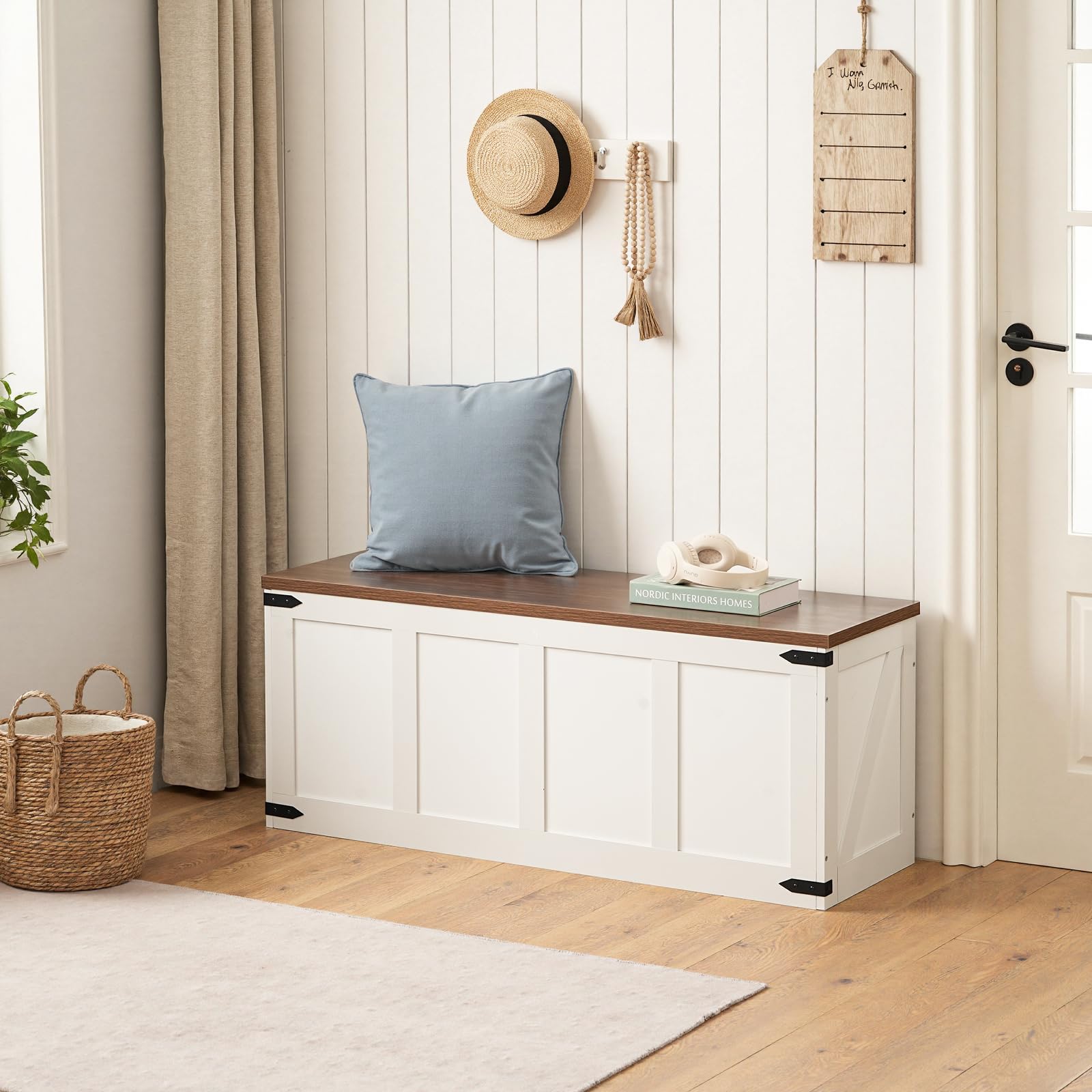 Storage Bench with Toy Box & Safety Hinges