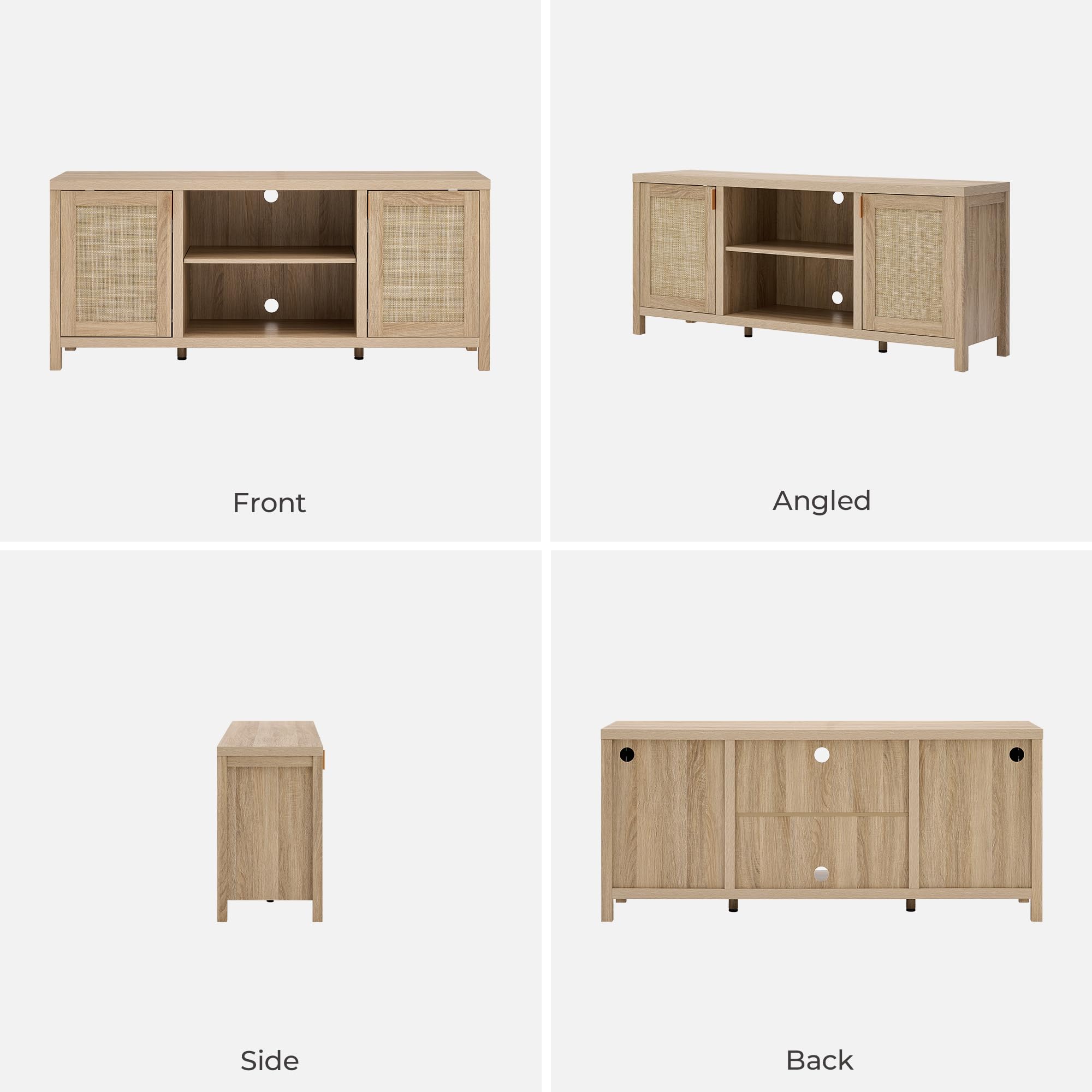 59" Rattan TV Stand with Storage