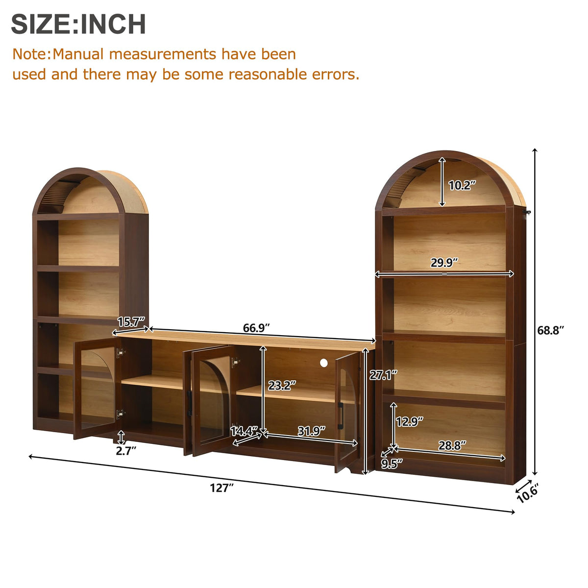Farmhouse TV Stand Set with Bookshelves