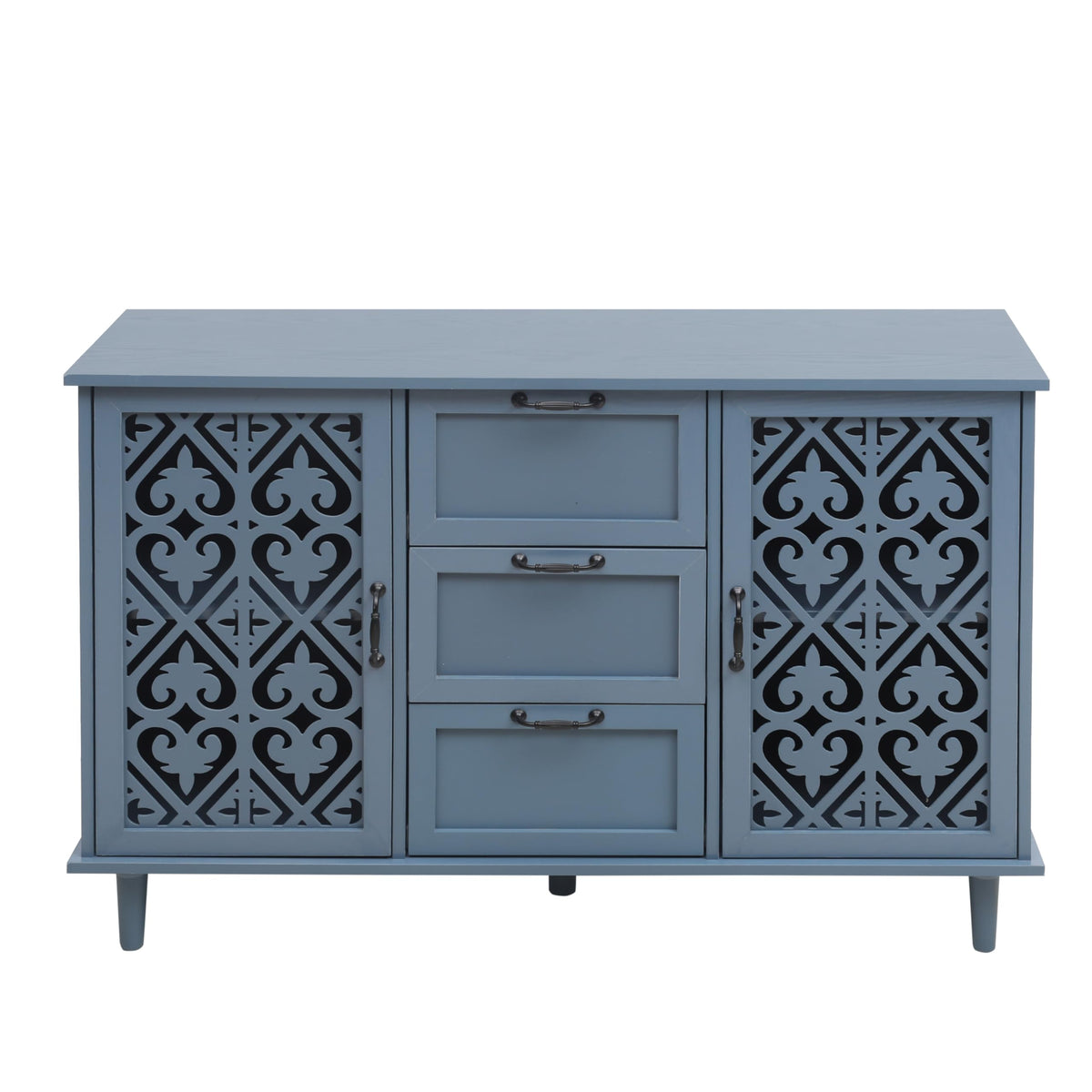 YHAOWORKS Sideboard Buffet Cabinet with Storage - Accent Storage Cabinet American Furniture, Modern 2 Door 3 Drawer Cabinet, Farmhouse Wood Credenza for Kitchen, Dining Room, Entryway (Blue)