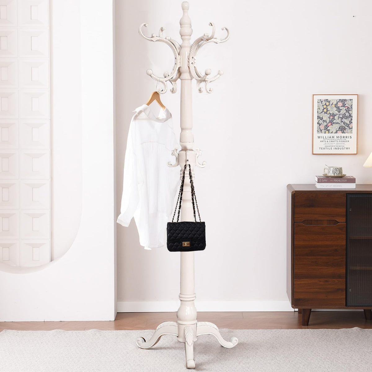 Wooden Coat Rack with 12 Hooks