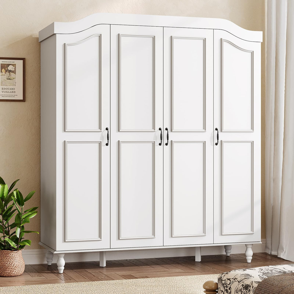 White Arched 4-Door Wardrobe
