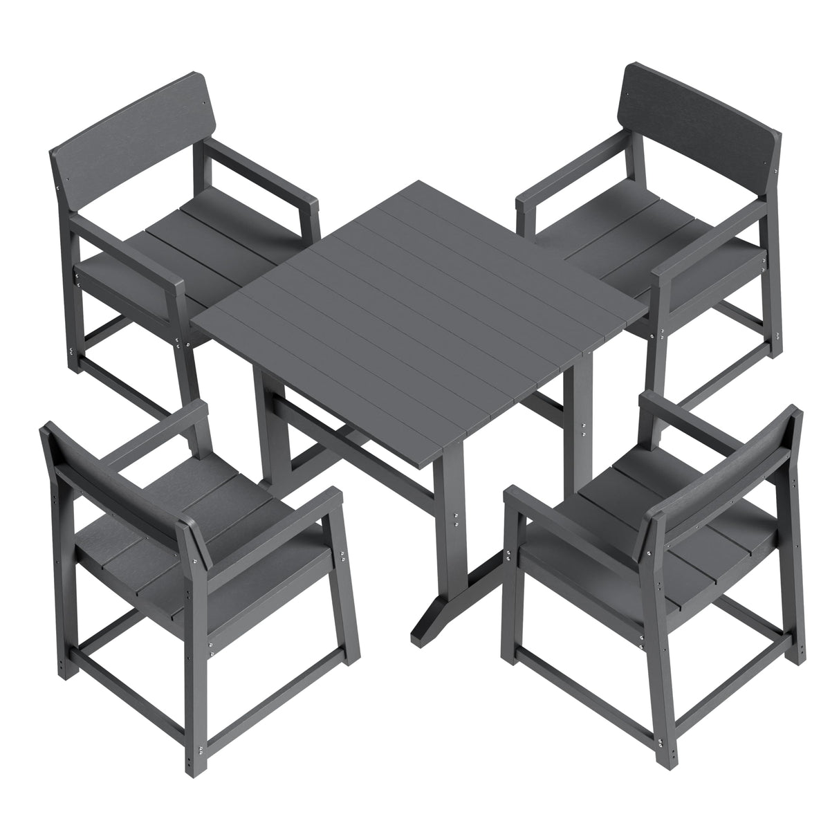 Shintenchi 5 Pieces Outdoor Dining Set,HDPE Dining Set for 4,Deep Gray