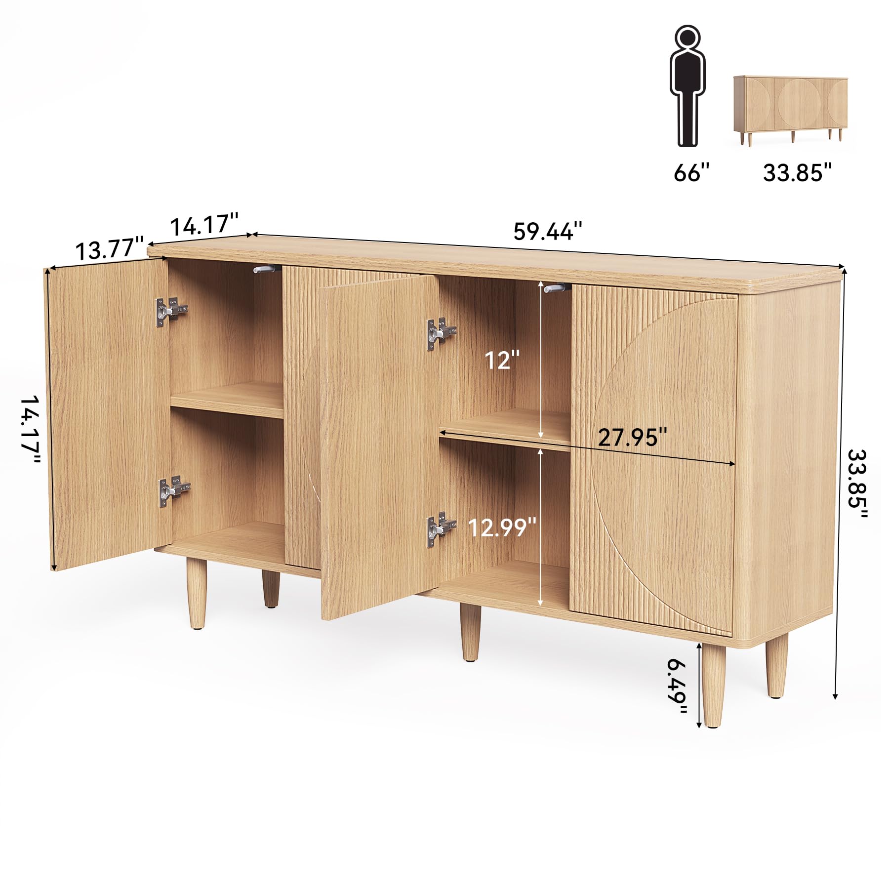 59-Inch Buffet Cabinet Sideboard with Storage