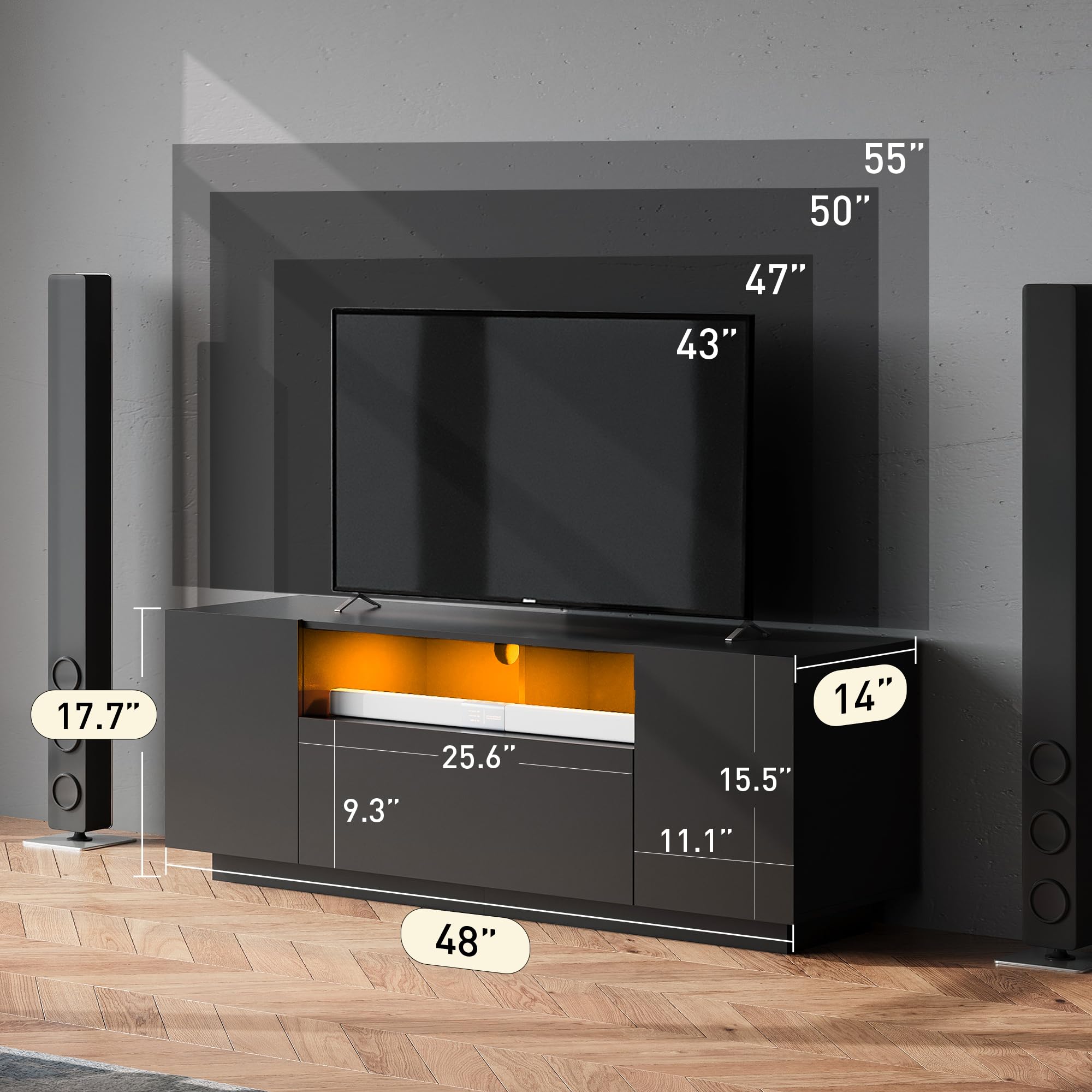 LED TV Stand with Storage Cabinet
