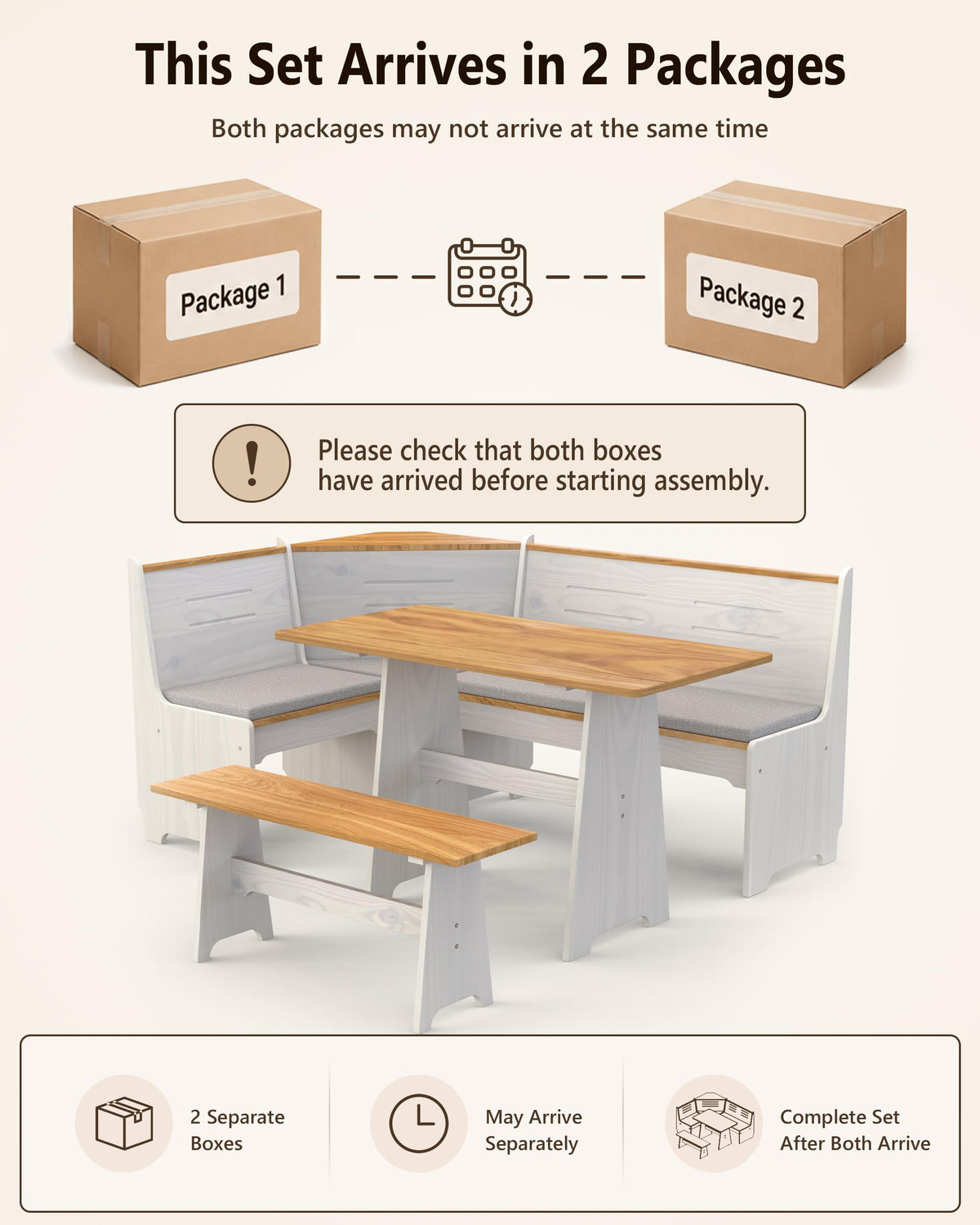 Kitchen Breakfast Nook Table Set - Corner Dining Table Set with Cushion