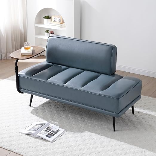 Faux Leather Loveseat with Swivel Tray