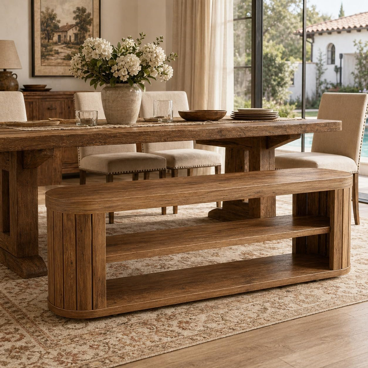 Tribesigns 47.2" 3-Tier Entryway Bench with Shoe Storage