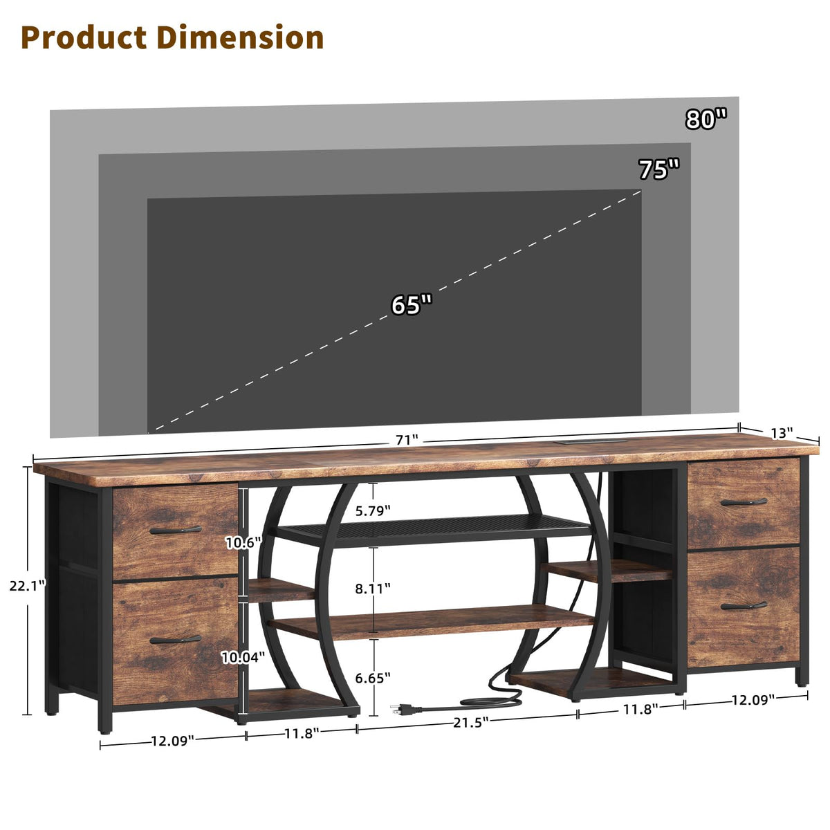 LED TV Stand with Power Outlets