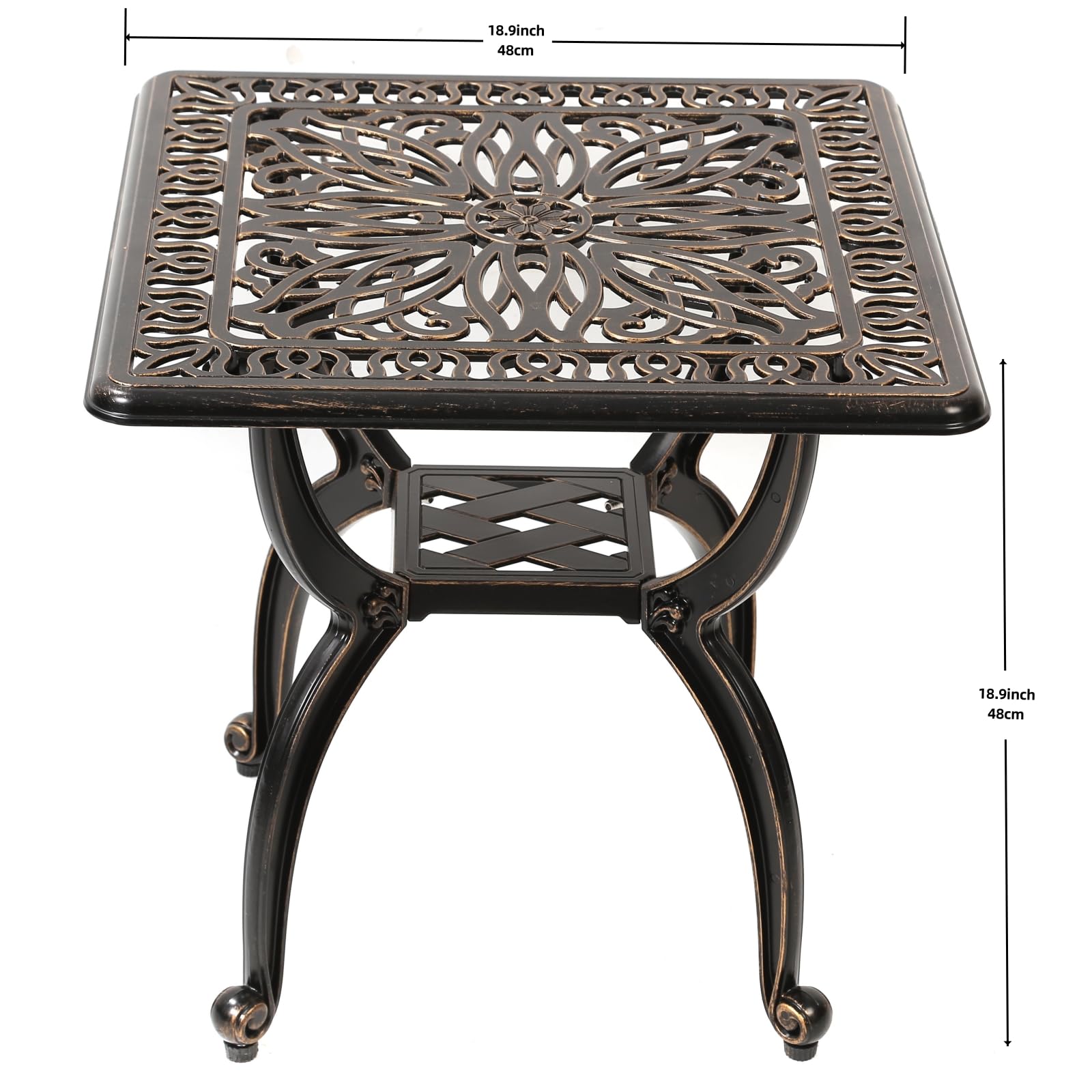 Cast Aluminum Ornate Floral End Table