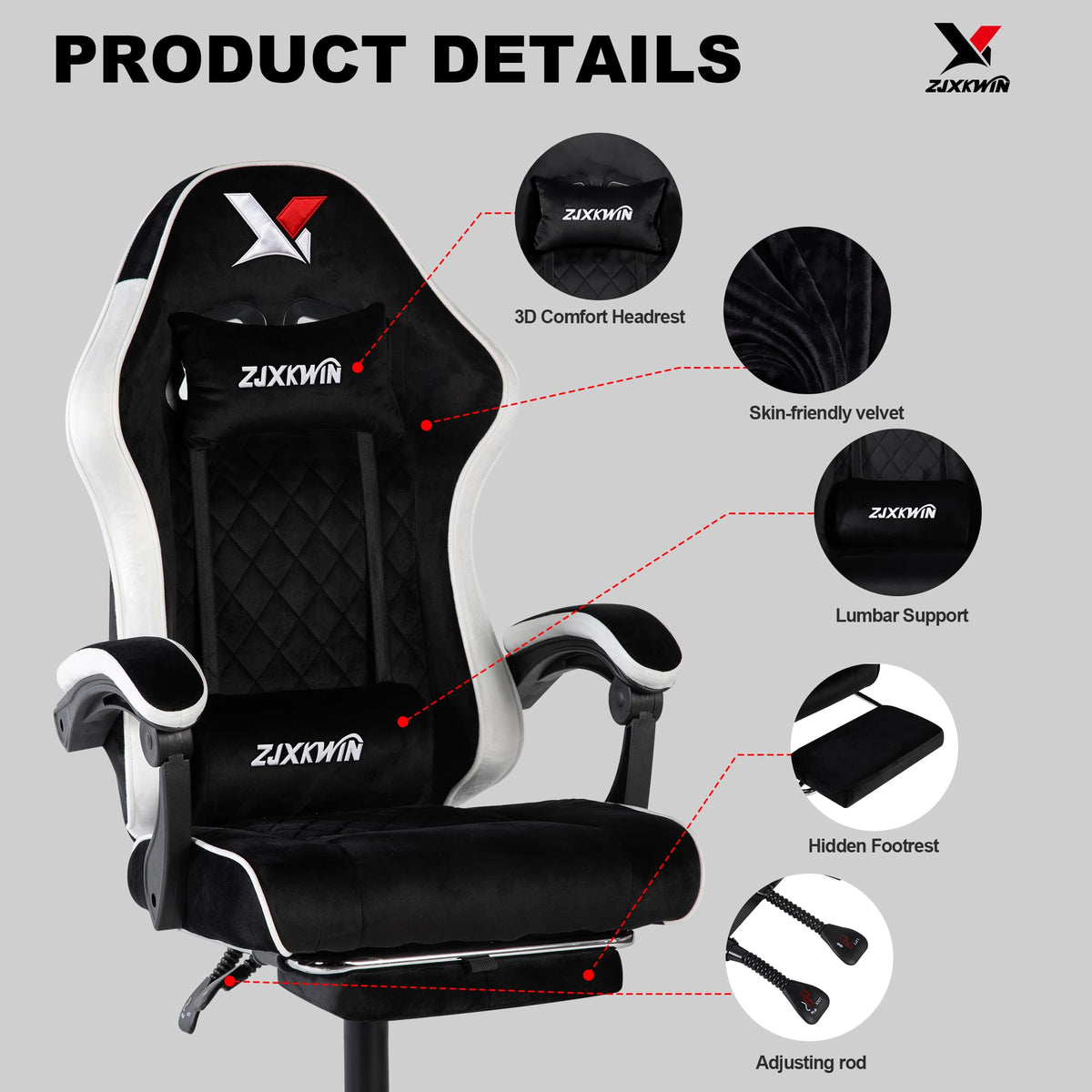 Gaming Chair for Adults,400lbs Computer Chair for Home Office,White