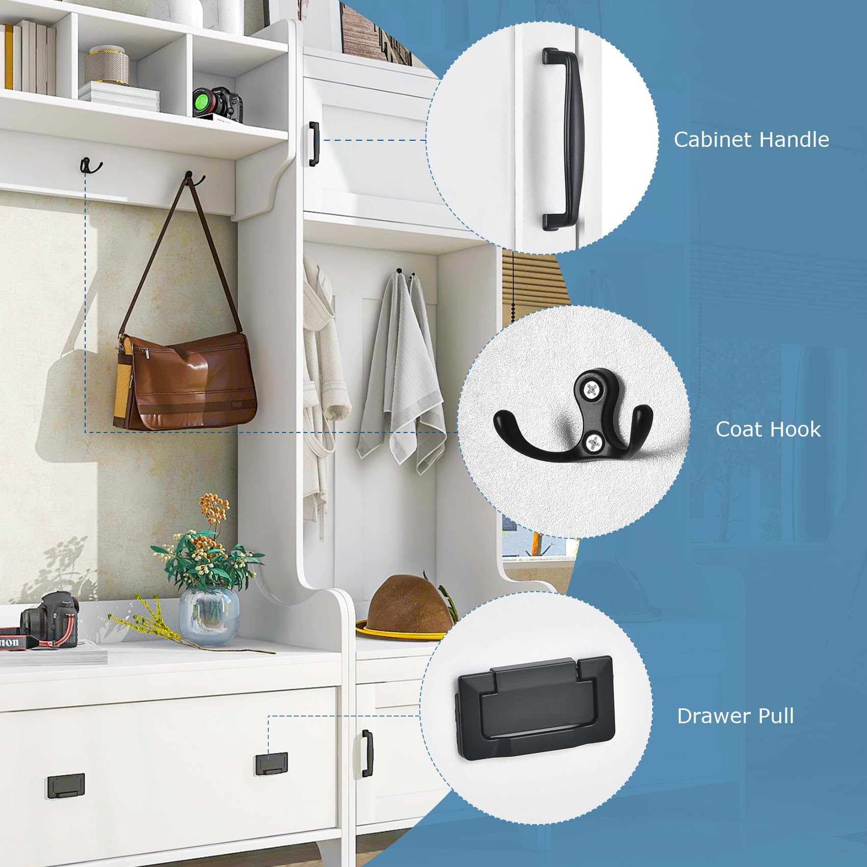 Entryway Hall Tree with Bench and Shoe Storage