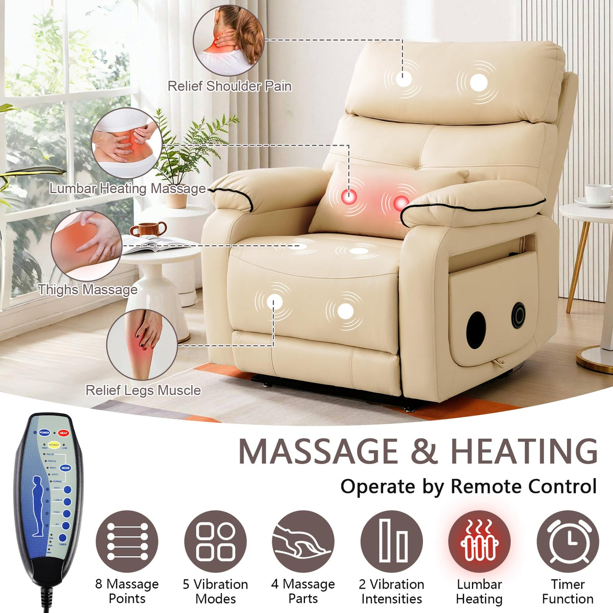 Beige Dual Motor Lift Recliner