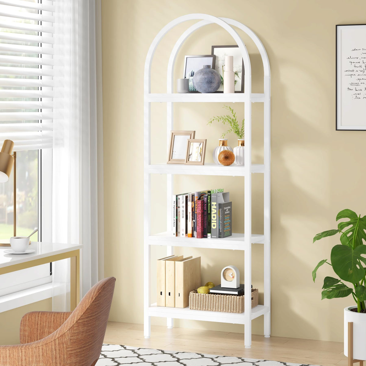 White 4-Tier Open Bookcase