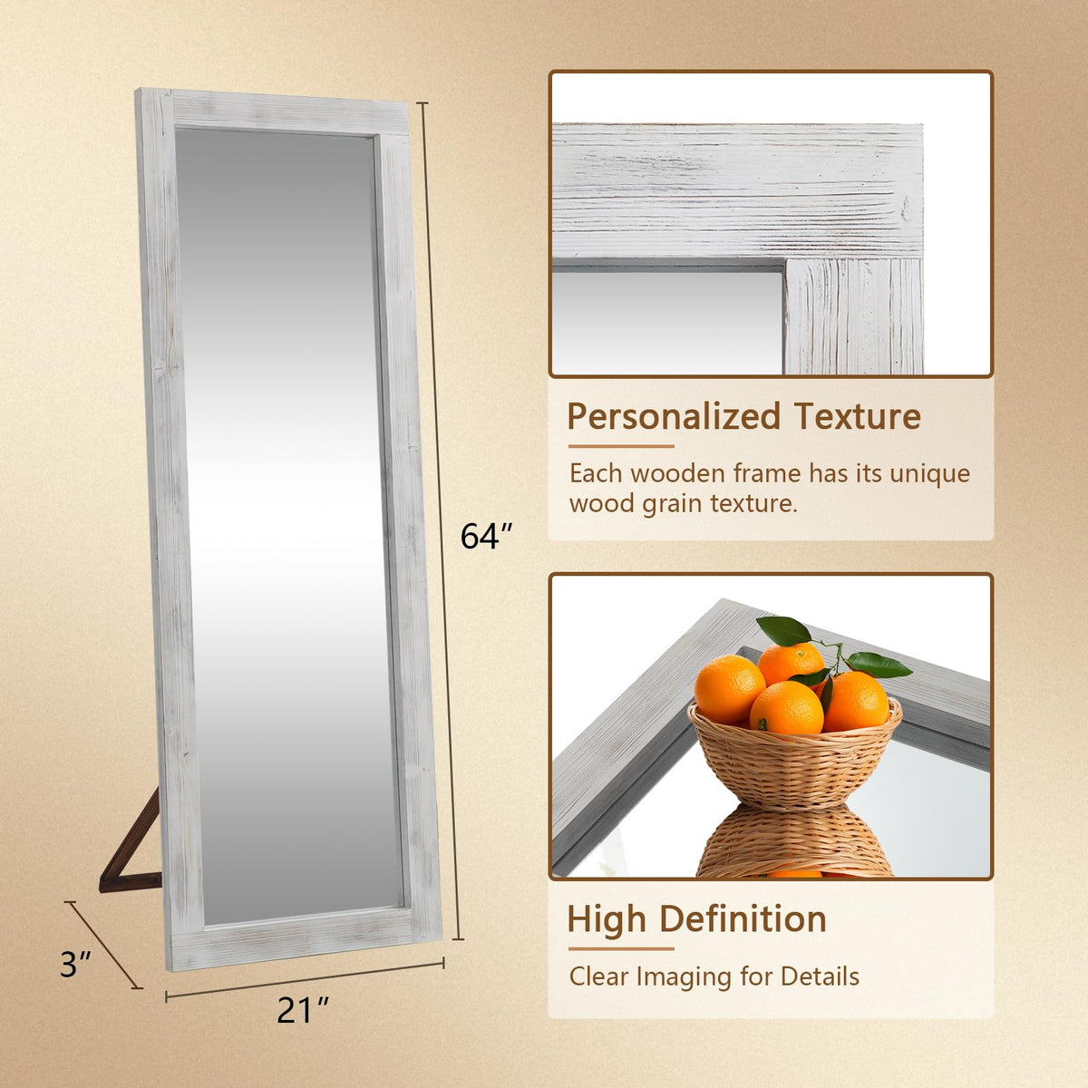 Rustic Wood Full-Length Mirror