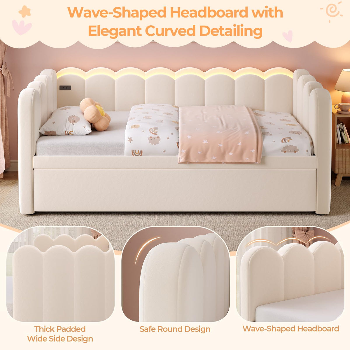 Twin Velvet Daybed with Pop-Up Trundle