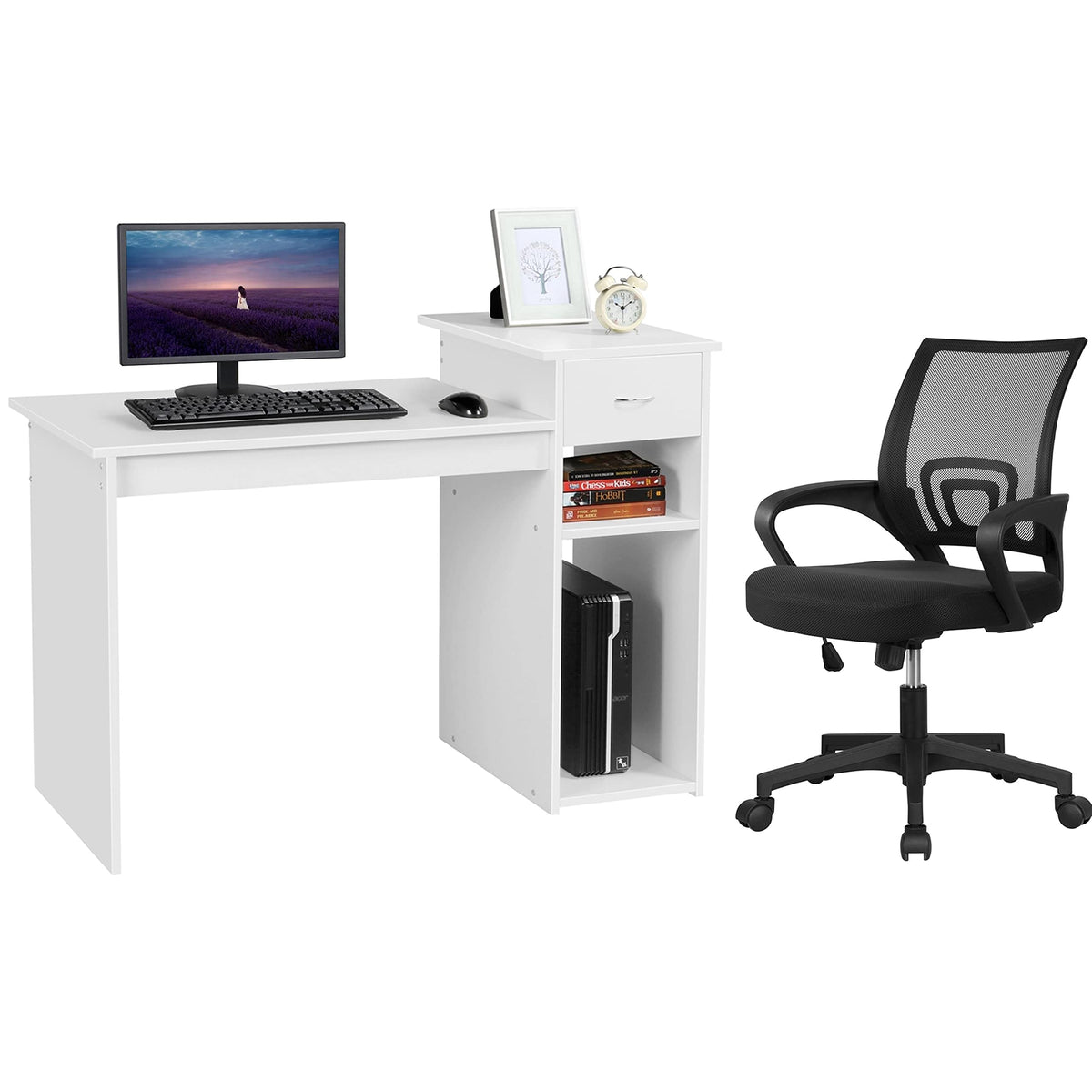 Computer Desk and Mesh Chair Set