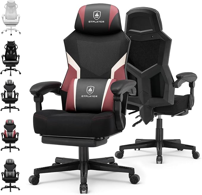 Ergonomic Mesh Gaming Chair with Footrest