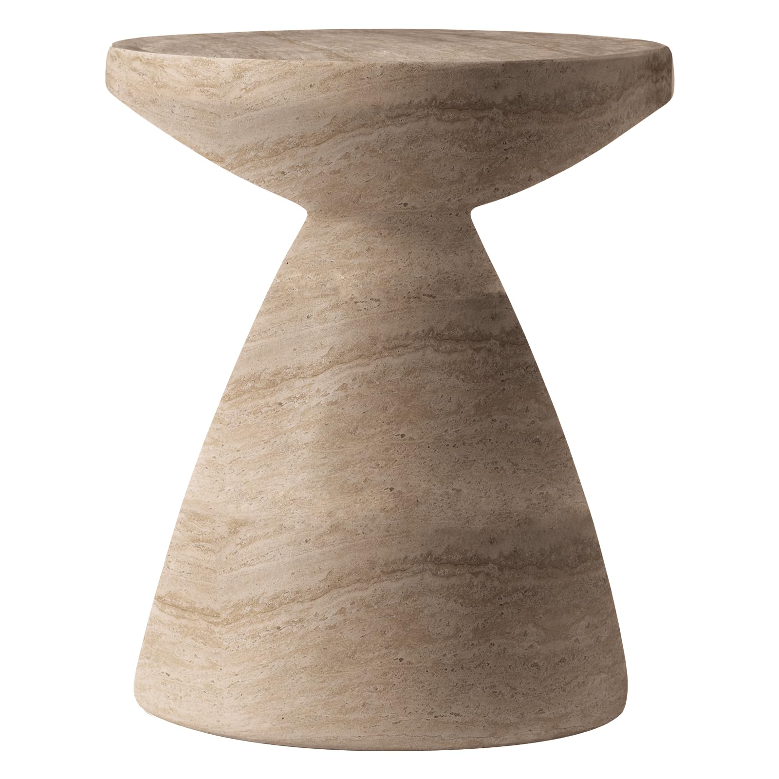 Round Fiberstone Side Table with Pedestal Base