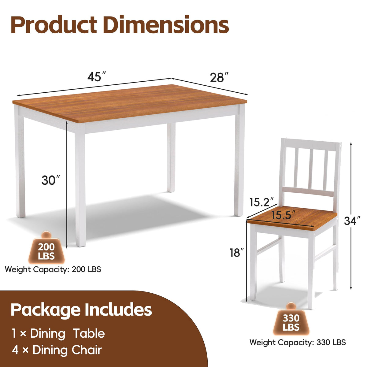 5-Piece Farmhouse Dining Set