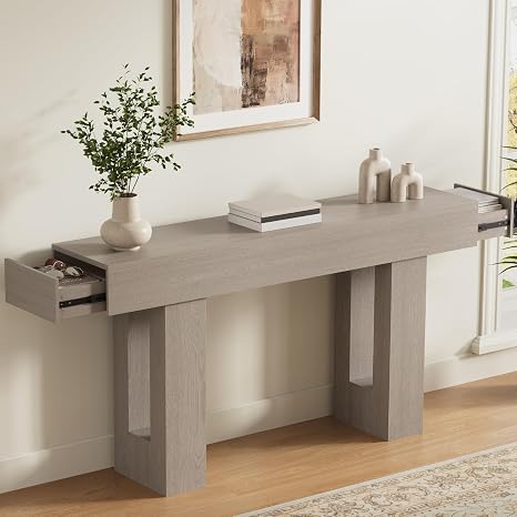 63-Inch Farmhouse Console Table with Drawers